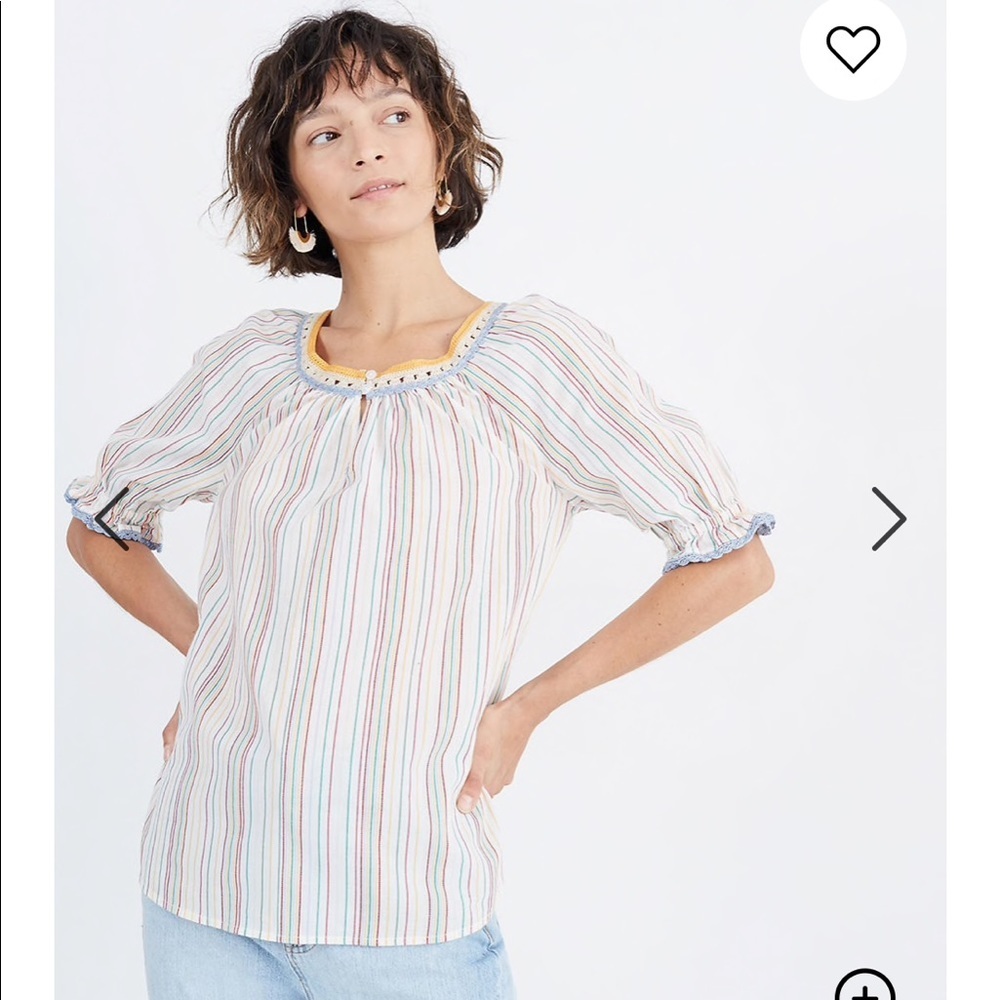 NEW • Madewell • Crochet Peasant Top Rainbow Sm